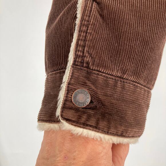 Abercrombie & Fitch Brown Corduroy Sherpa Lined Trucker Coat Western Y2K Medium - Picture 3 of 10